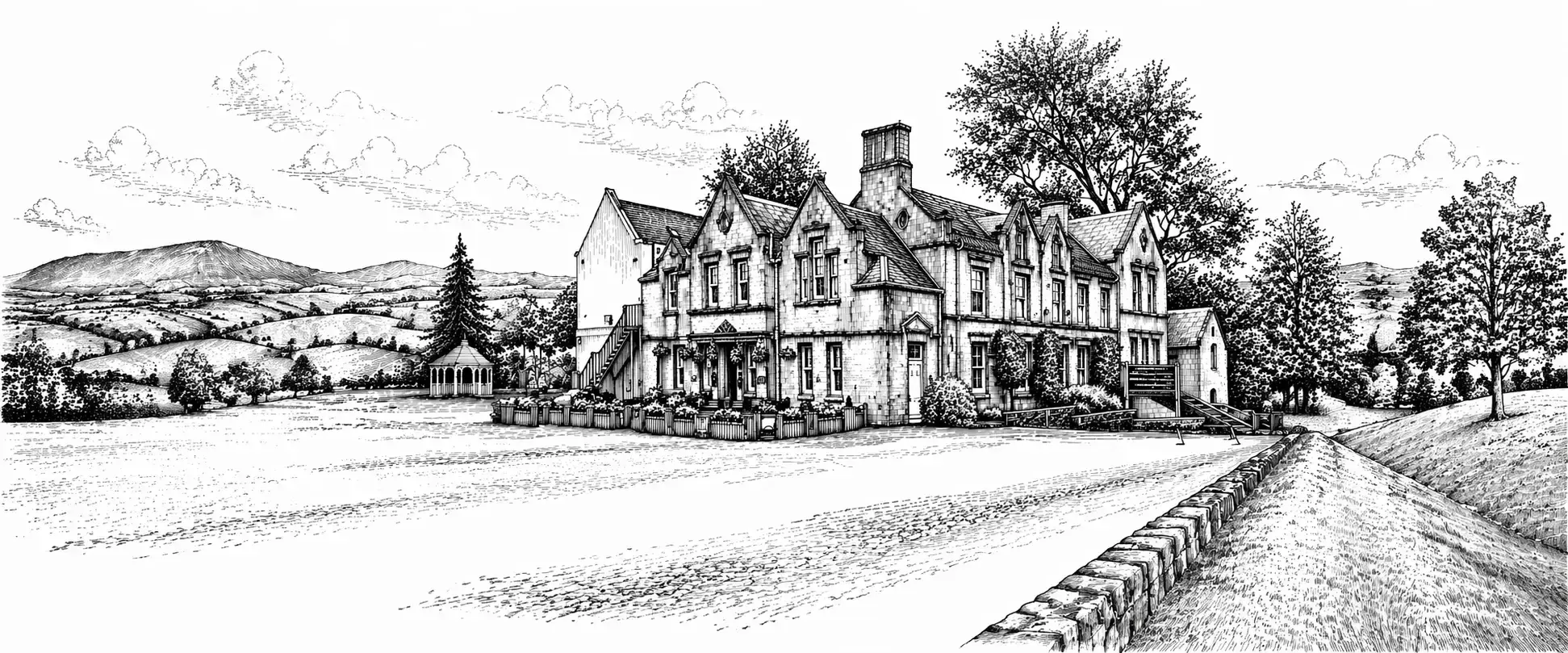 Victorian manor in rural landscape 2